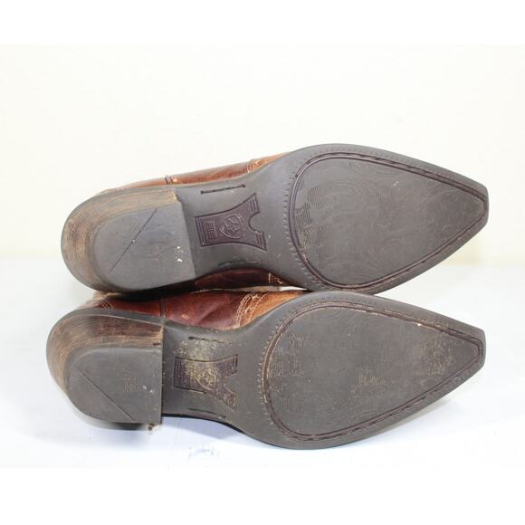 Ariat Heritage Brown Leather Cuban Heel Cowboy boots snip toe Women - sz 8 B - Picture 7 of 9